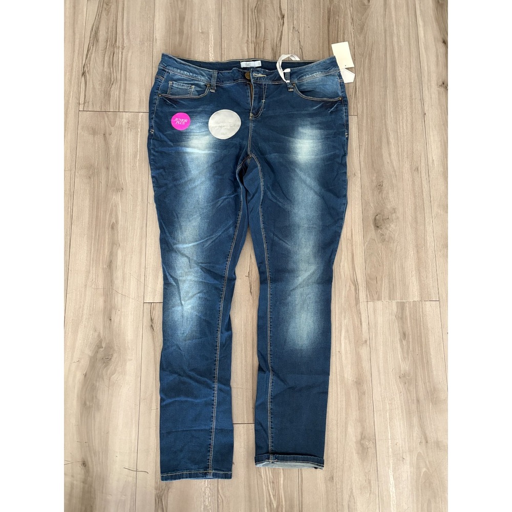 YMI Luxe Denim Ankle Jeans Womens 16 Blue Denim Faded Dark Wash Everyday Wear